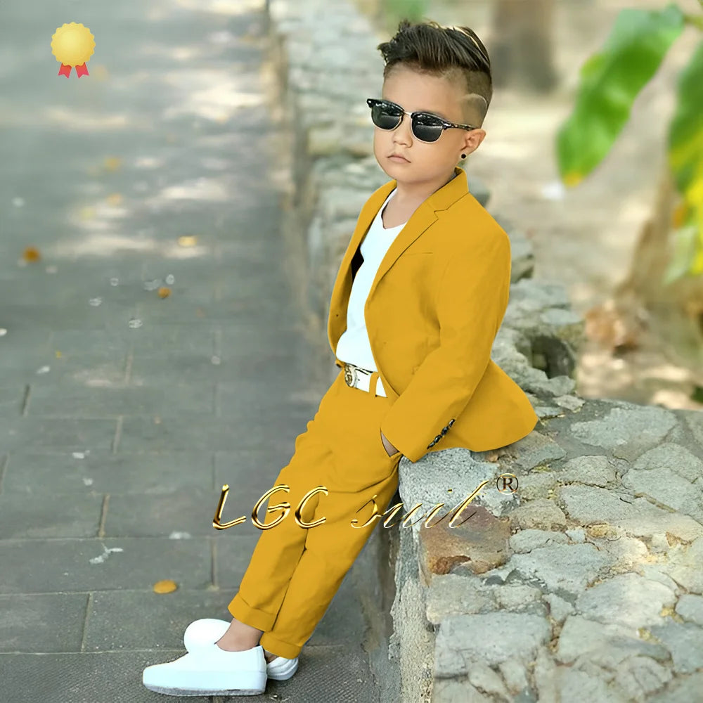 Baby Kids linen casual suit 2-piece set (jacket and trousers) 2~16 years