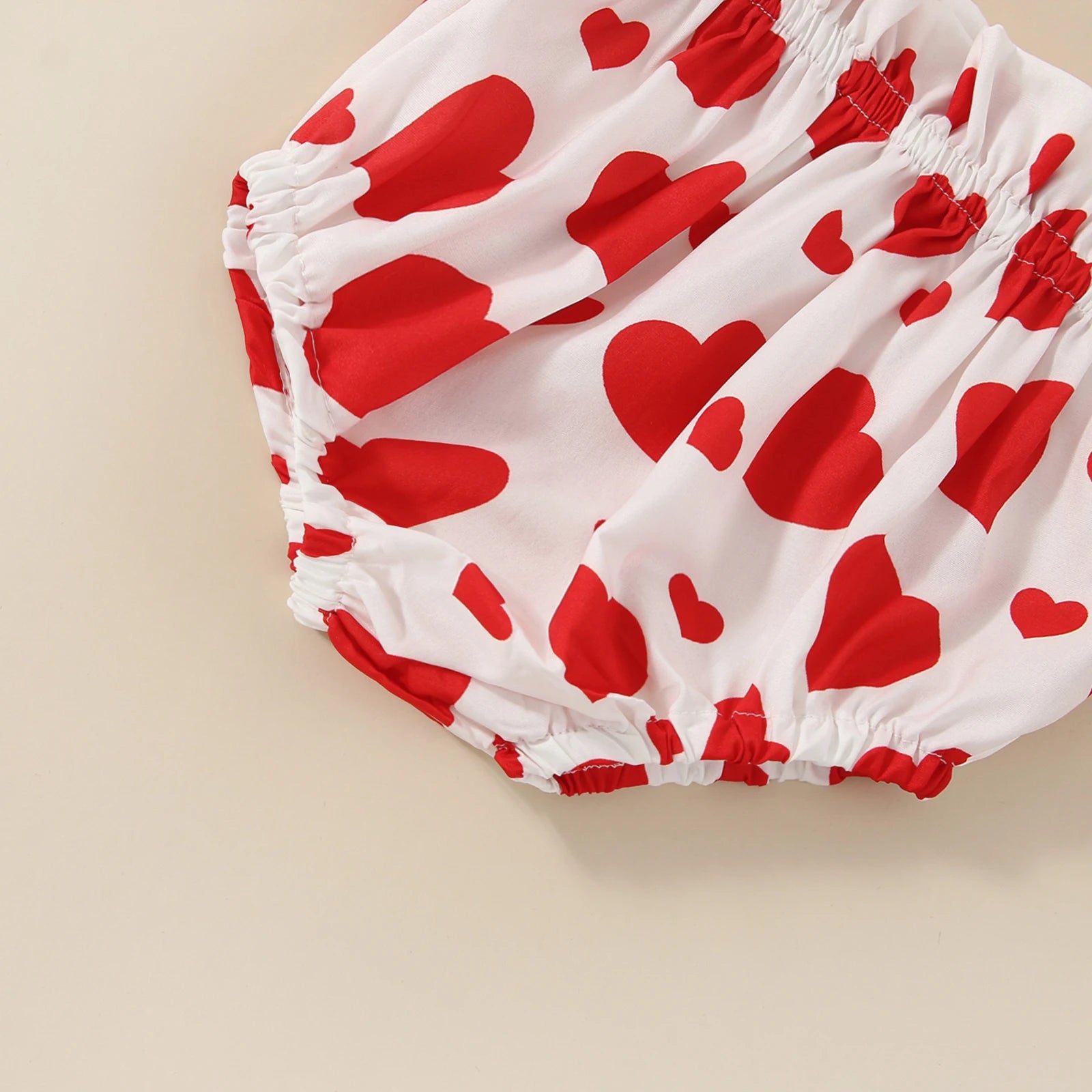 FOCUSNORM 3pcs Valentines Days Baby Girls Sweet Clothes Sets 0-18M Letter Short Sleeve Romper+Heart Print Shorts Hairband