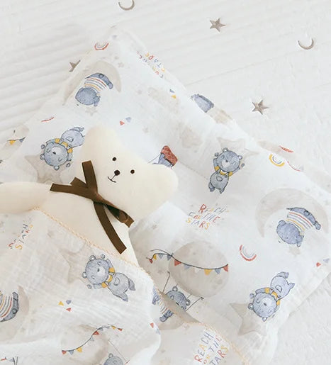 2Layer Blanket for Newborn Baby Muslin Cotton Swaddle Thin Baby Summer Blanket Infant Toddler Baby Bath Towel120X150CM