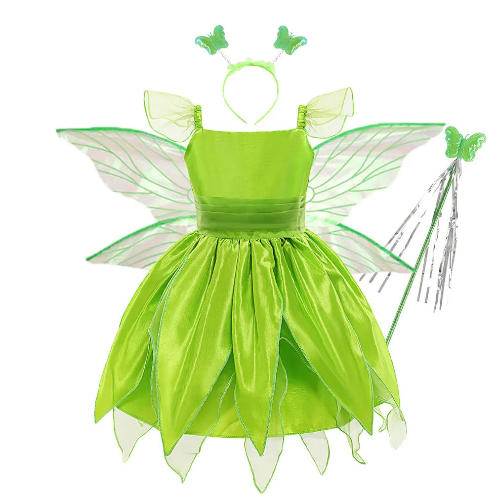 Fairy Costume for Girls Princess Tinker Bell Elf Wings Headband