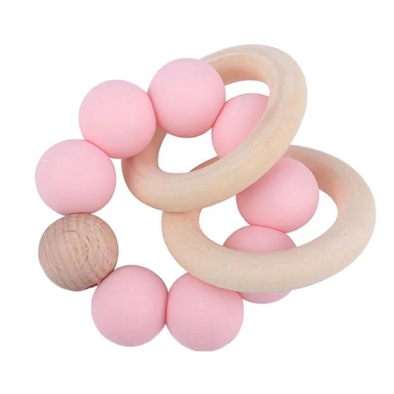 Baby Rattles Play Stroller Toy Teether Wooden Toy
