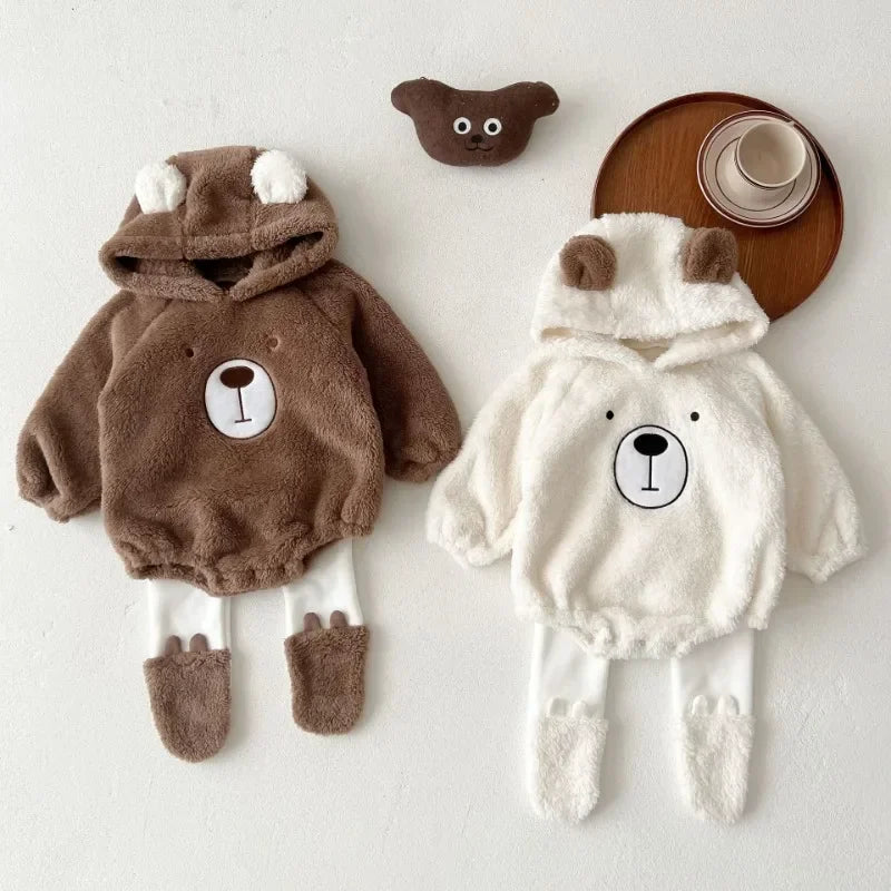 Winter Baby Girls Boys Bear Romper Comfortable Newborn  Hooded Cosplay Costume for Toddler Boys 1 to 3 Years Baby Outfits