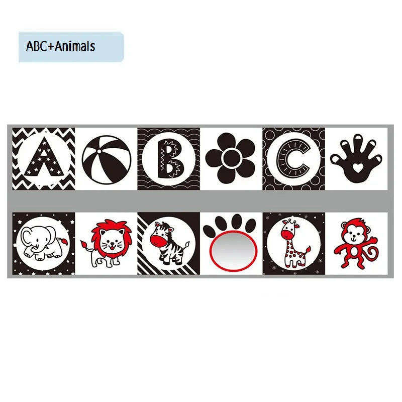 Baby Book Black and White Books for Newborn Babies Bed Crib Bumper Sensory Cloth Book Montessori High Contrast Baby Toys 0 12 M