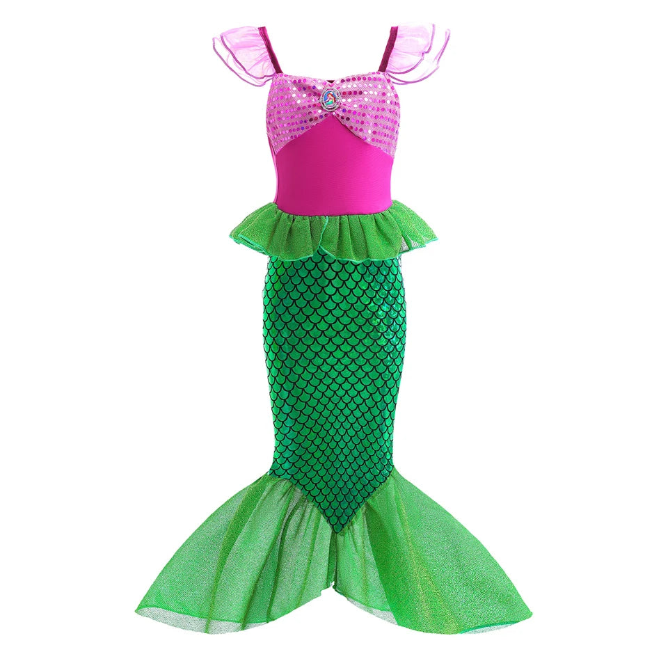 DISNEY Little Mermaid Ariel Charm Princess Dress Cosplay Costumes