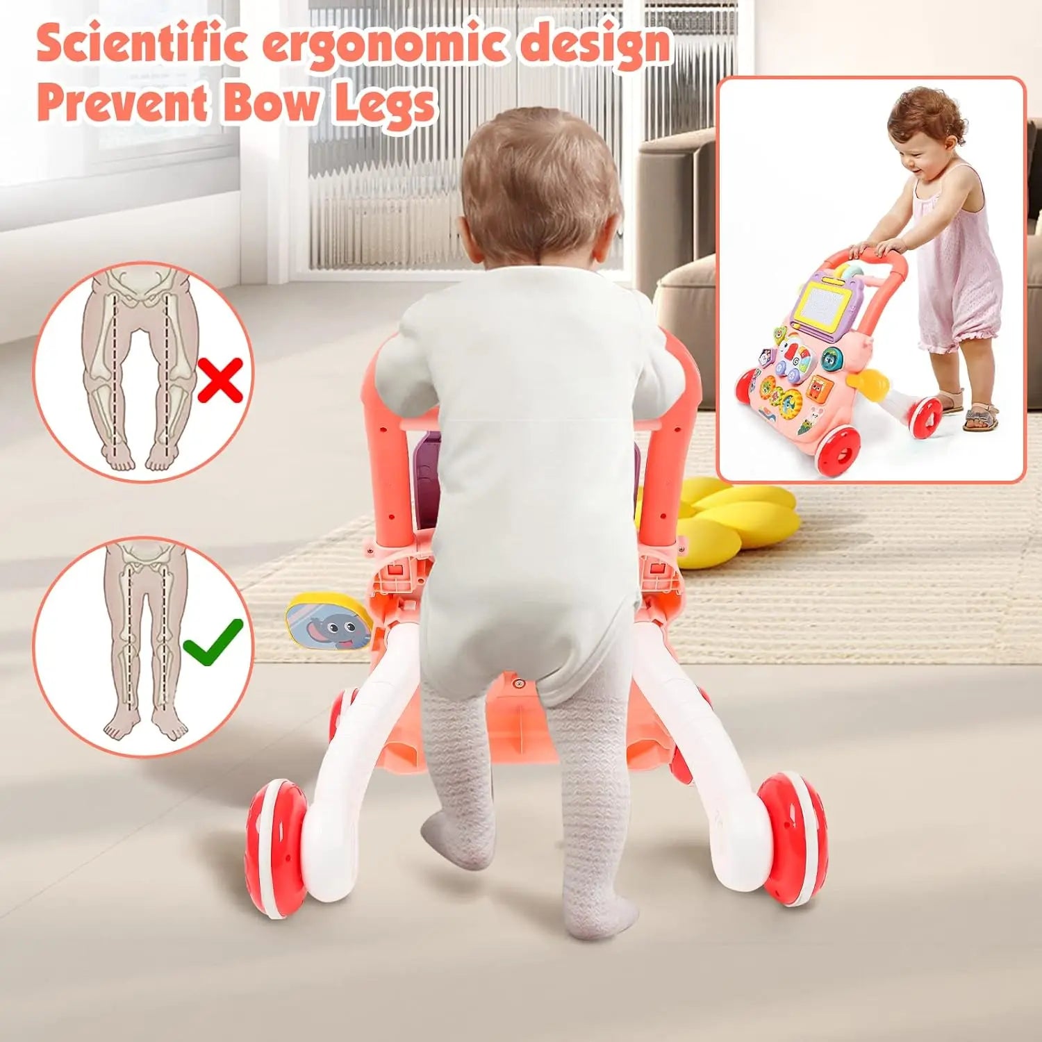 Sit-to-Stand Learning Walker with Drawing Board Portable