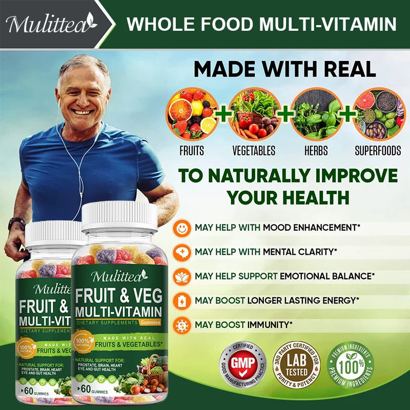 Mulittea Fruits and Veggies Supplement -  Fruit and Veggie Vitamins for Adults - Detox Daily Fruit and Vegetable Vitamins