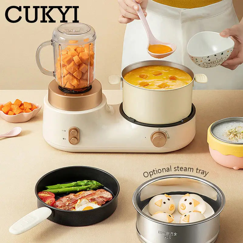 Multifunction Breakfast Maker Baby Food Supplement Machine Washable Juicer Non-stick Frying pan Stainless steel Steamer Boiler