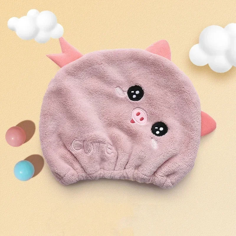 Cute Cartoon Animal Hair Towel Cap Drying Hat Quick-dry Microfiber