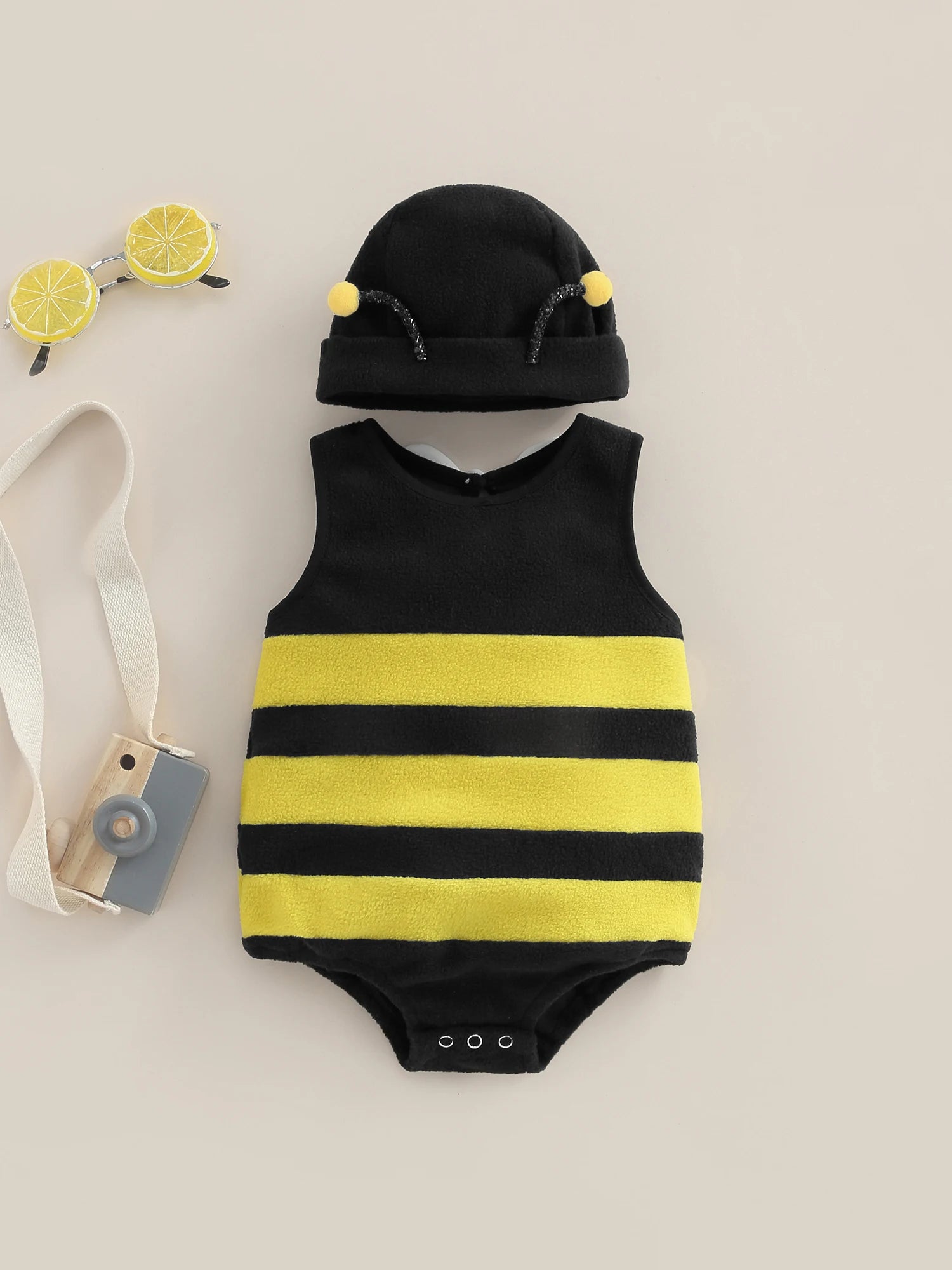 Newborn Baby Cute Bumblebee Custome with Hat 2Pcs 12-18 Months