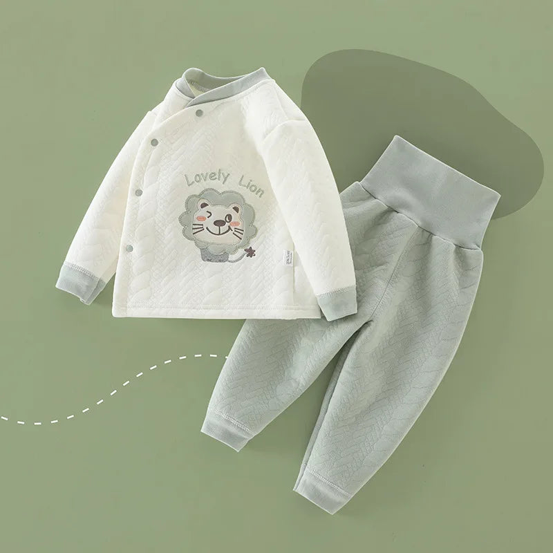 Baby Underwear Suit Thicken Tops+High Waist Pant 2Pcs Set Cotton Outfit