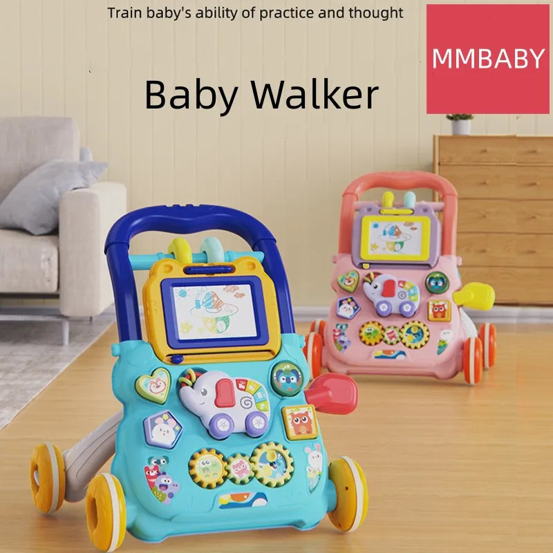 Baby Drag Walker with Wheel Kawaii Elephant Musical Toy Push Walking for Toddler Multifunction Activities Baby 1-3 Years Old
