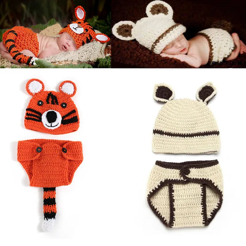 Newborn Photography Props Baby Costume Handmade Infant Animal Cosplay Photography Outfits Baby Accessories