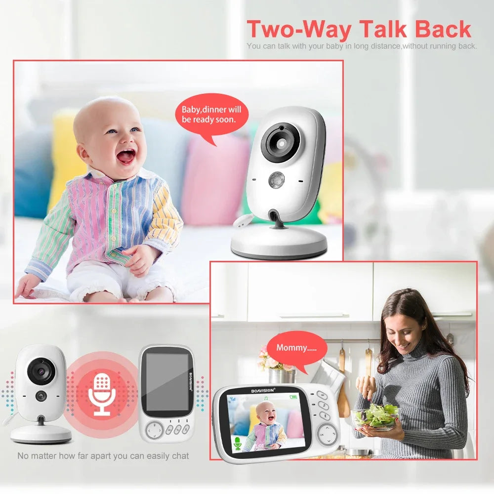 Baby Monitor 2.4G Wireless With 3.2 Inches LCD 2 Way Audio Talk