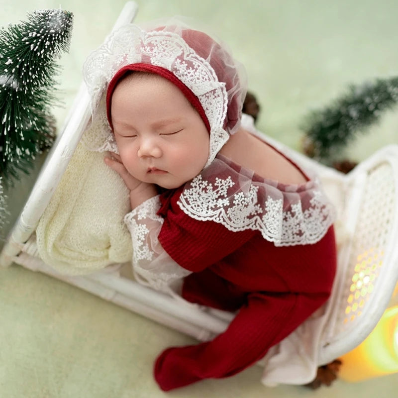 Newborn Photography Props Infants Photo Shooting Costume Christmas Outfits Baby Infants Stripe Crochet Hat+Shorts Set