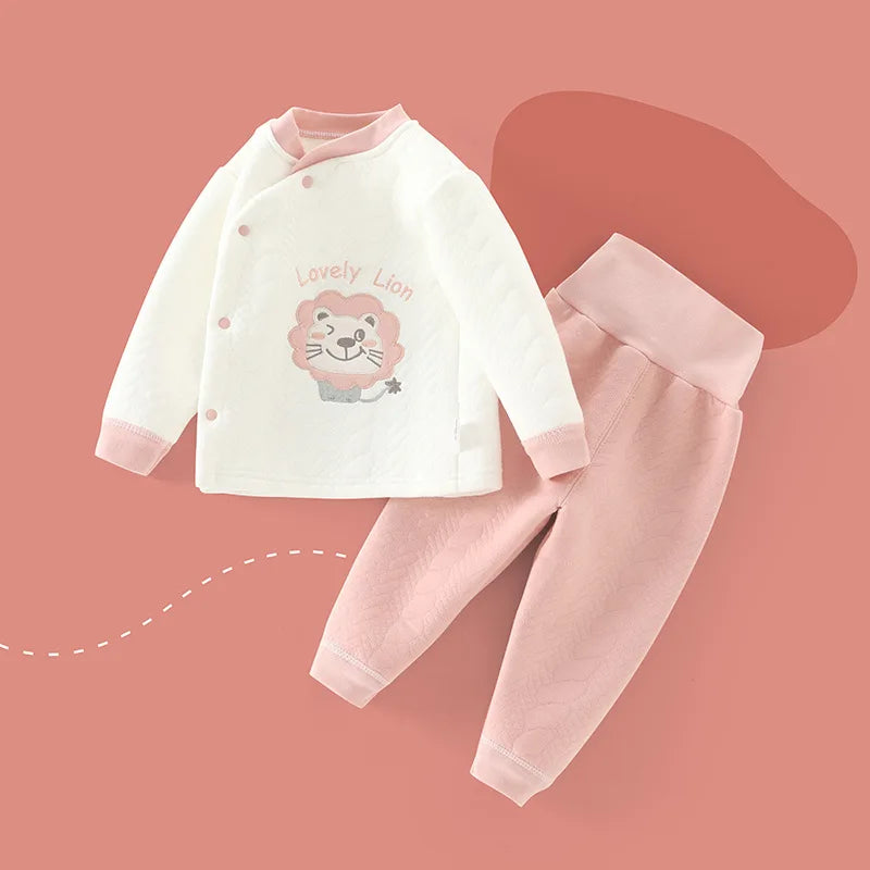 Baby Underwear Suit Thicken Tops+High Waist Pant 2Pcs Set Cotton Outfit