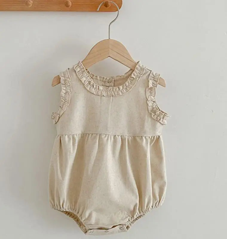 Korean Style Summer Girls Floral Jumpsuit+Hair Band 2pcs