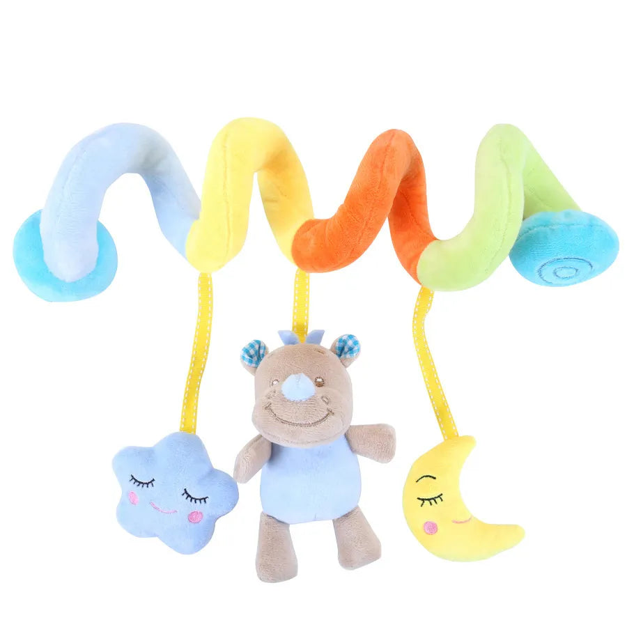 Car Seat Toys Infant Baby Fox Spiral Plush Activity Hanging Stroller Bar Crib Bassinet Mobile with Music BB Squeaker and Rattles
