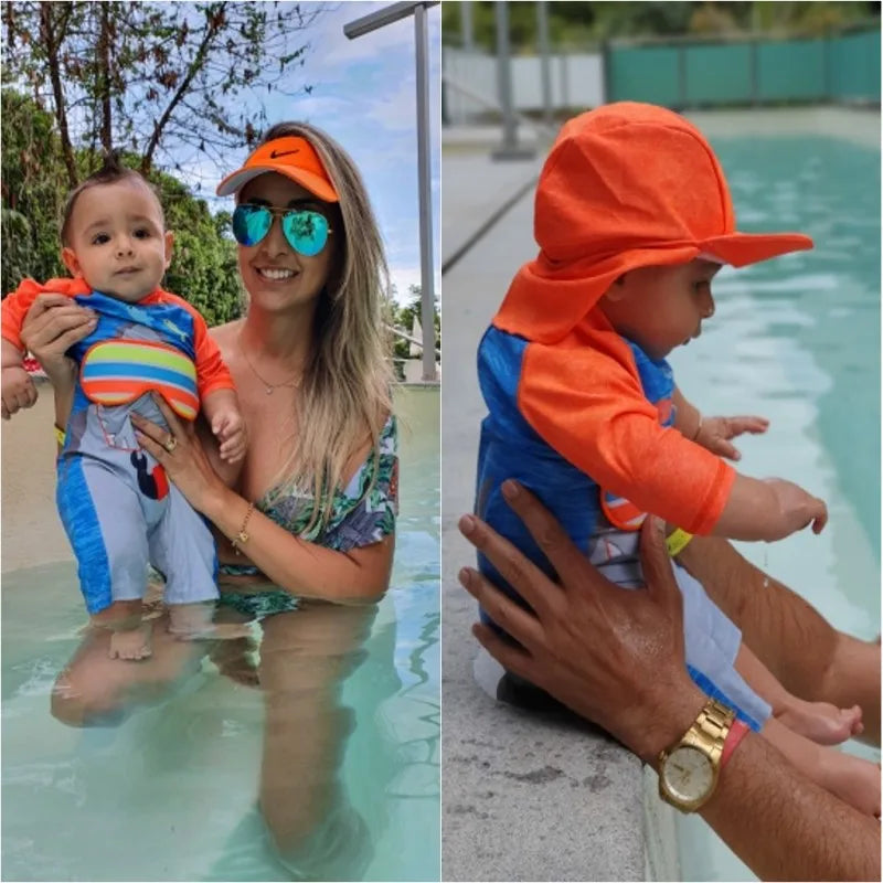 Baby boy swimwear with cap suit surfing Wear