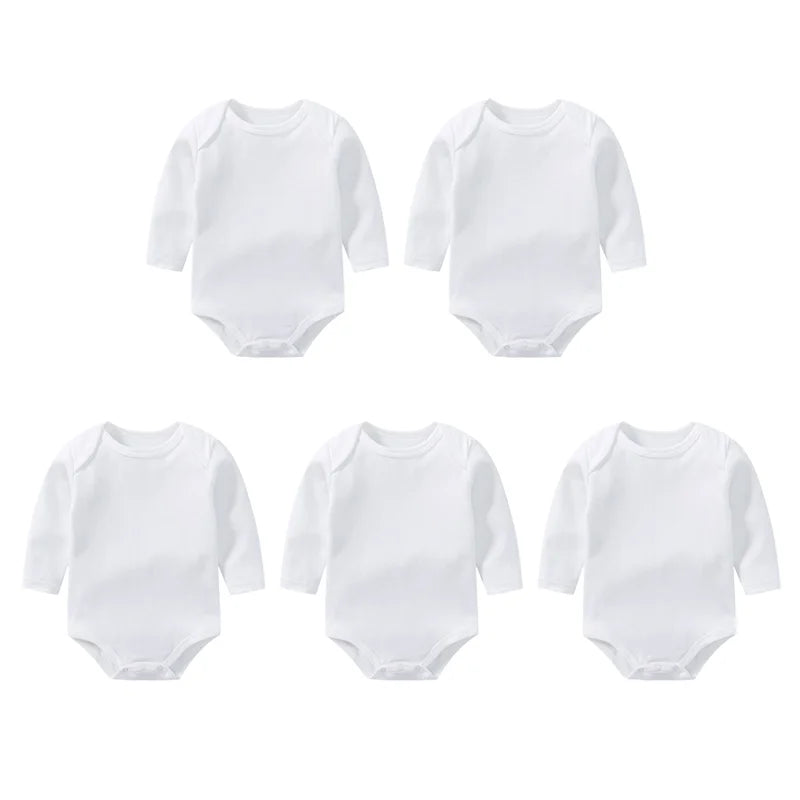 Newborn Baby Clothes Boys Girls Bodysuits for Infants 100% Cotton Pure White Long Sleeves Romper Toddler Baby Jumpsuit