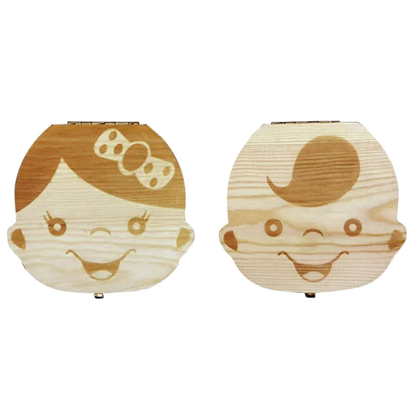 Baby Tooth Box Spanish/Dutch/French/German Wooden Teeth Organizer