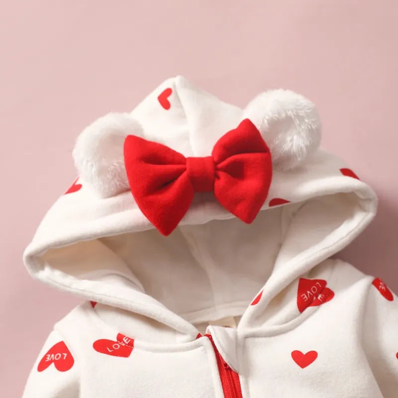 Winter Baby Cute Hooded Rompers Clothing Baby Boys Girls Thick Warm Romper Autumn Unisex Infant Jumpsuits Spring Clothes 0-18M