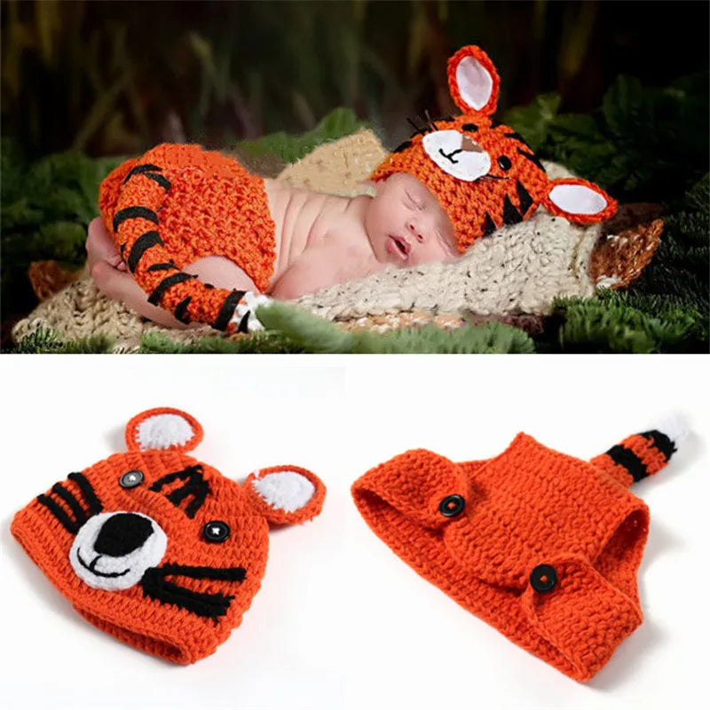 Newborn Photography Props Baby Costume Handmade Infant Animal Cosplay Photography Outfits Baby Accessories
