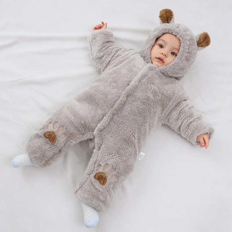 Newborn Baby Cute Bear Hooded Jumpsuits