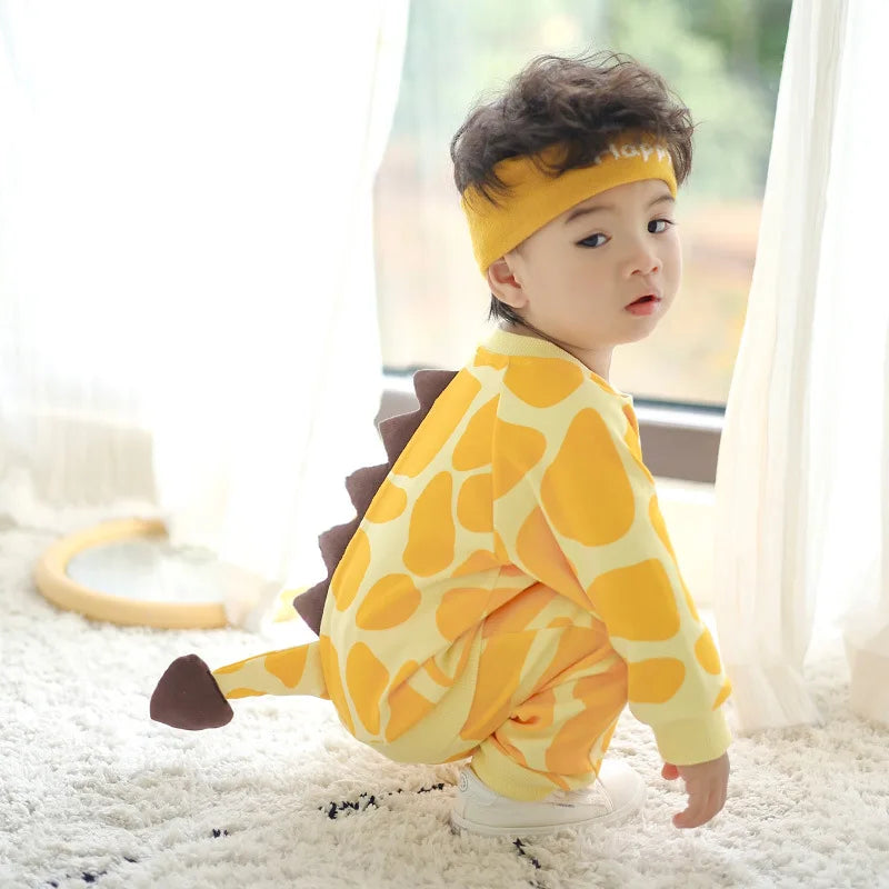 Lovely Giraffe Tops+Pants Two piece set Cotton Baby Custome