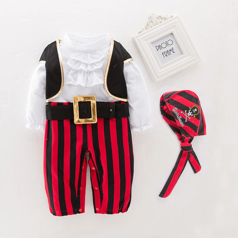 Baby Boys Captain Pirate Costume Infant Toddler Romper Jumpsuit