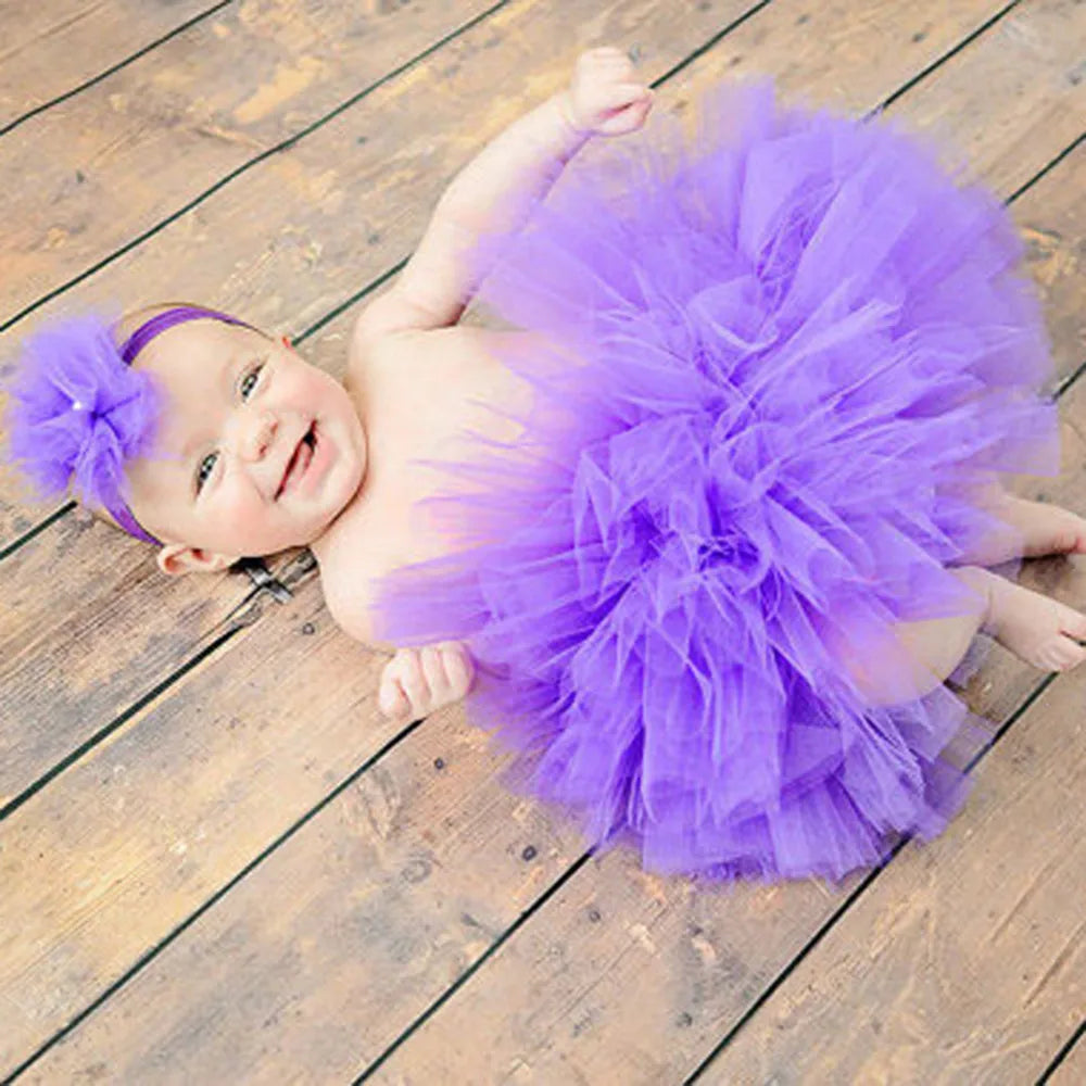 Newborn Photography Props Baby Chiffon Flower Tutu Skirt