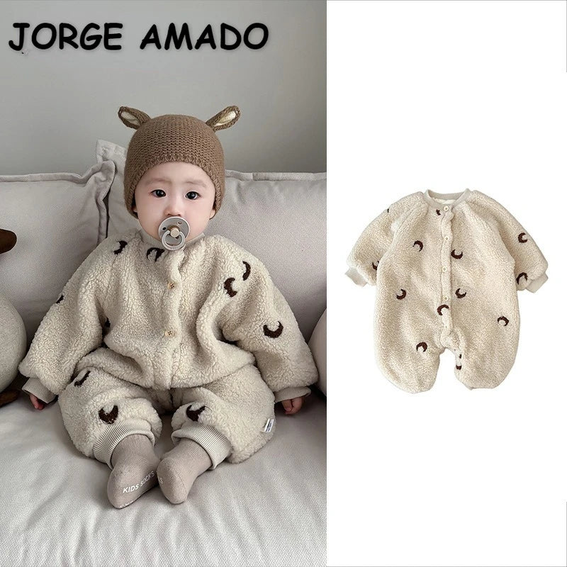 New Winter Baby Girl Boy Fleece Rompers