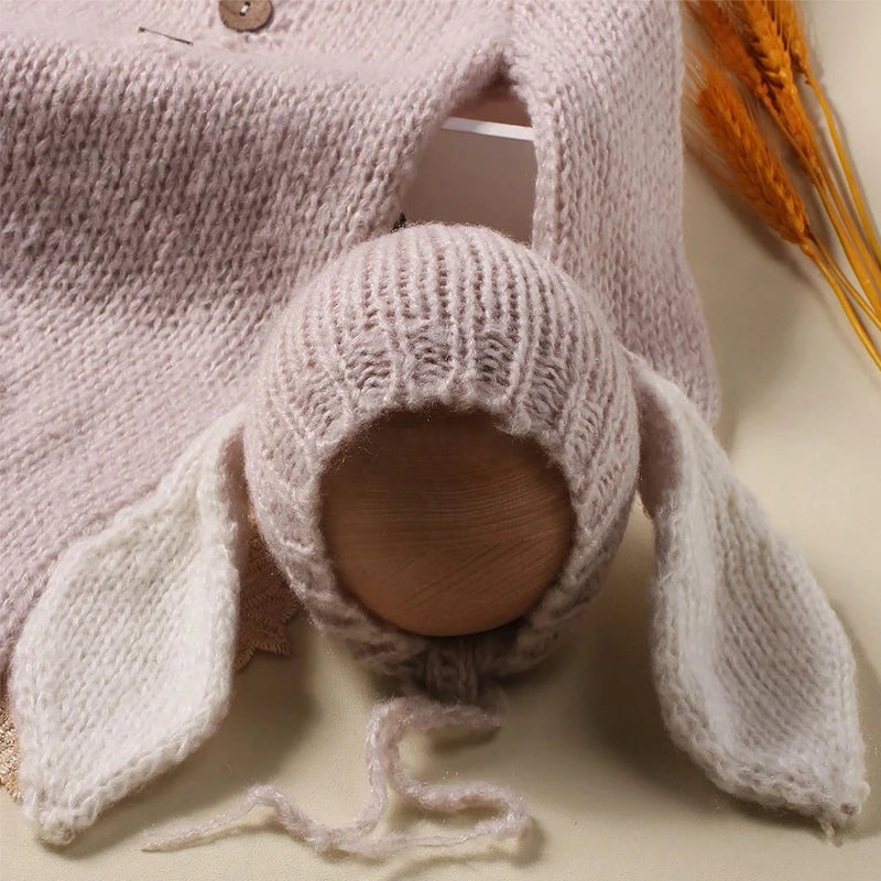 Knitted Newborn Rabbit Easter Sets Baby Photography  Props