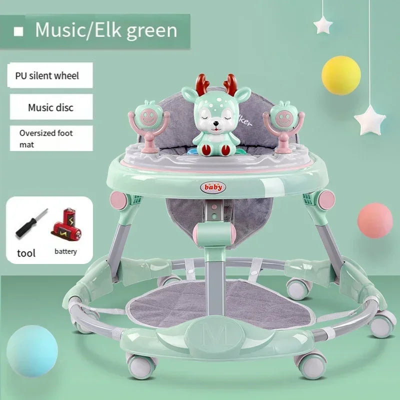 Baby Walker Anti-O-leg Multi-functional Anti-rollover Folding Trolley Boys Girls Can Sit Push 6-18 Months Baby To Learn To Drive