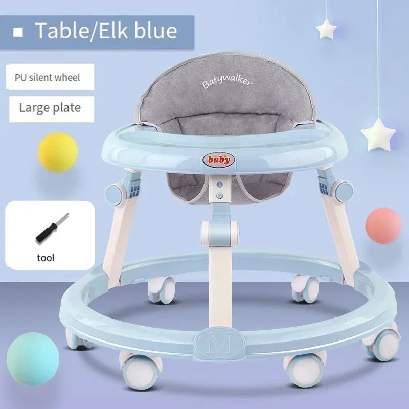 Baby Walker Anti-O-leg Multi-functional Anti-rollover Folding Trolley Boys Girls Can Sit Push 6-18 Months Baby To Learn To Drive