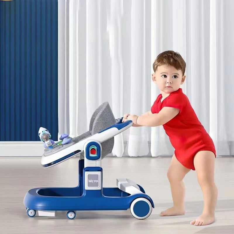 Multi-Function Anti-Rollove Baby walker Can Sit and Push  Walking Car Infant Trolley With Music Foldable Seat Car
