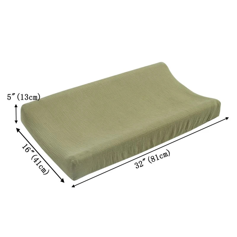 Solid Color Baby Diaper Changing Pad Cover Breathable Muslin Changing Pad Cover