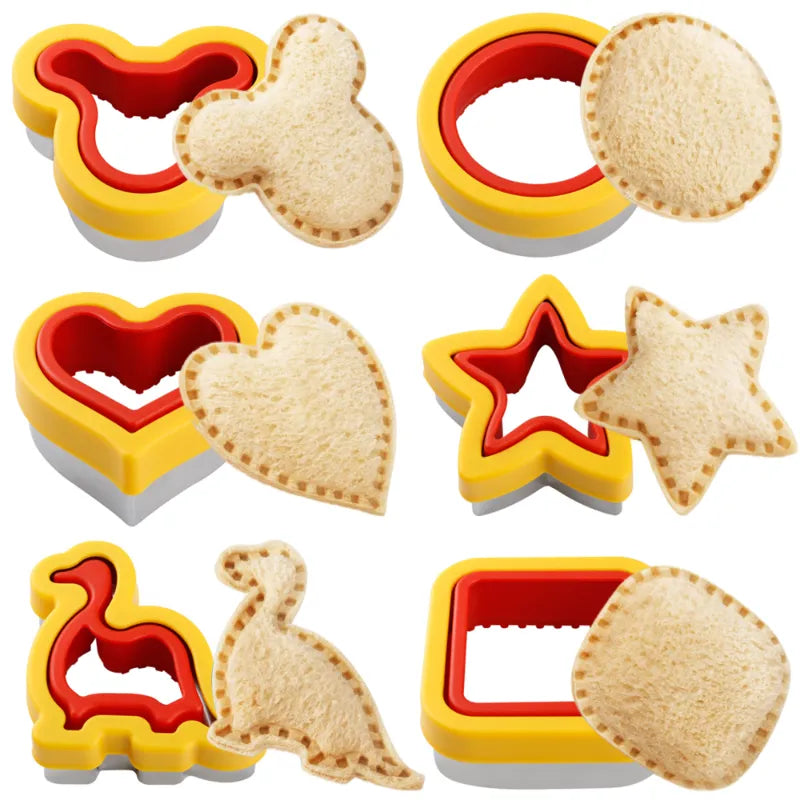 Sandwich Cutter And Sealer Set For Children Kids DIY Making Cookies Mold Pancake Maker Embosser Food Molds Kitchen Baking Tools