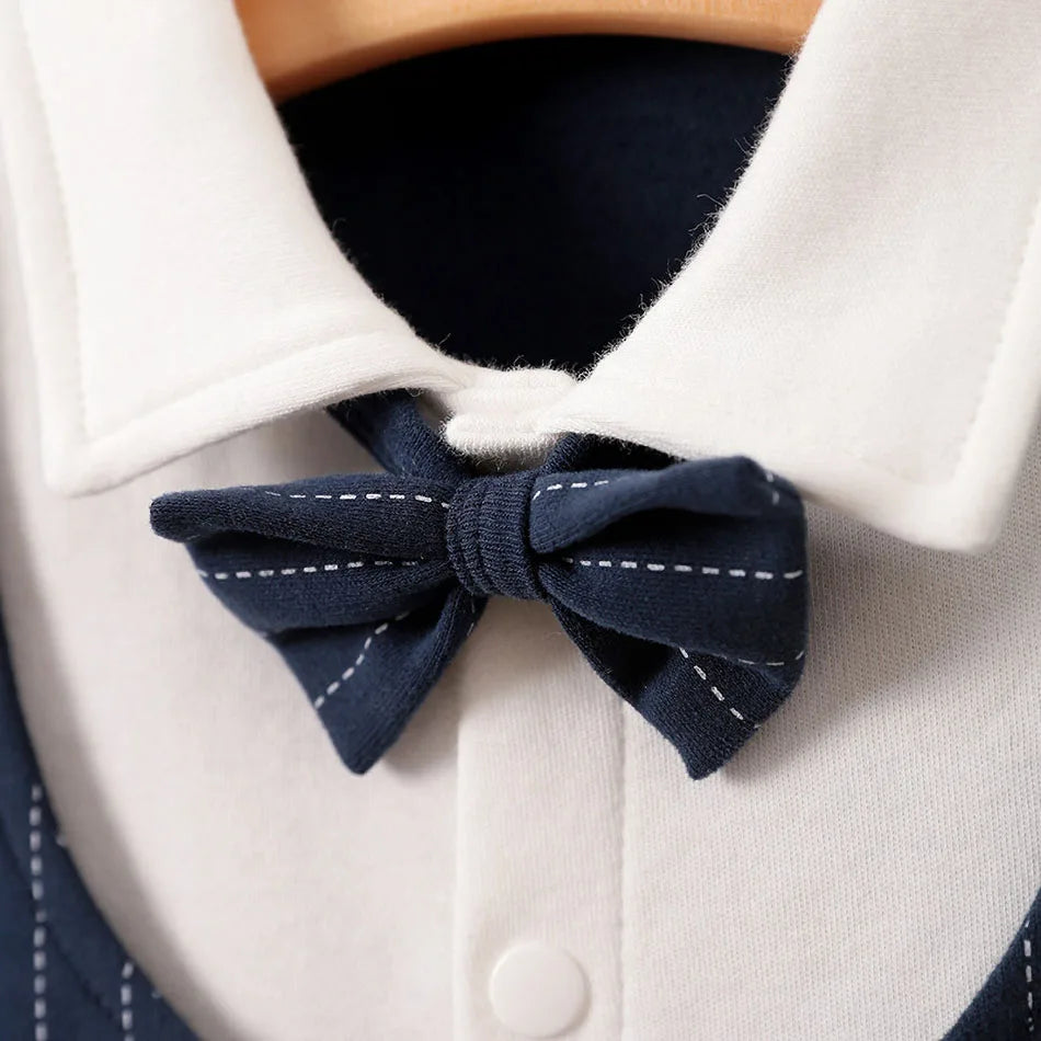 Newborn Formal Suit Baby Boy Clothes Bow Tie Tuxedo Jumpsuit