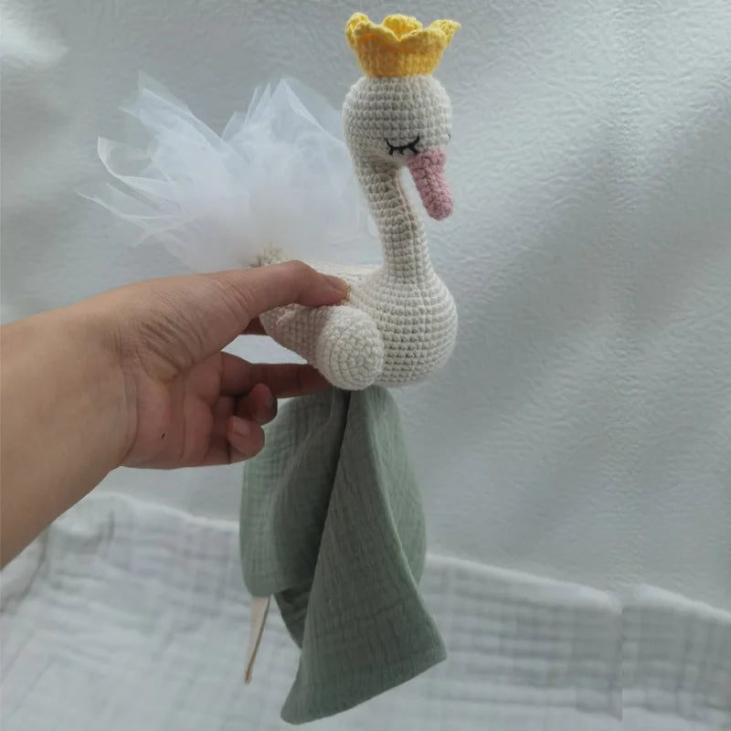 Baby Soother Appease Towel Bib Soft Swan Sleeping Doll Teether