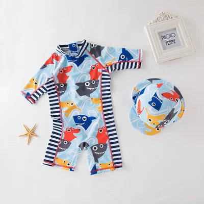 Baby boy swimwear with cap suit surfing Wear