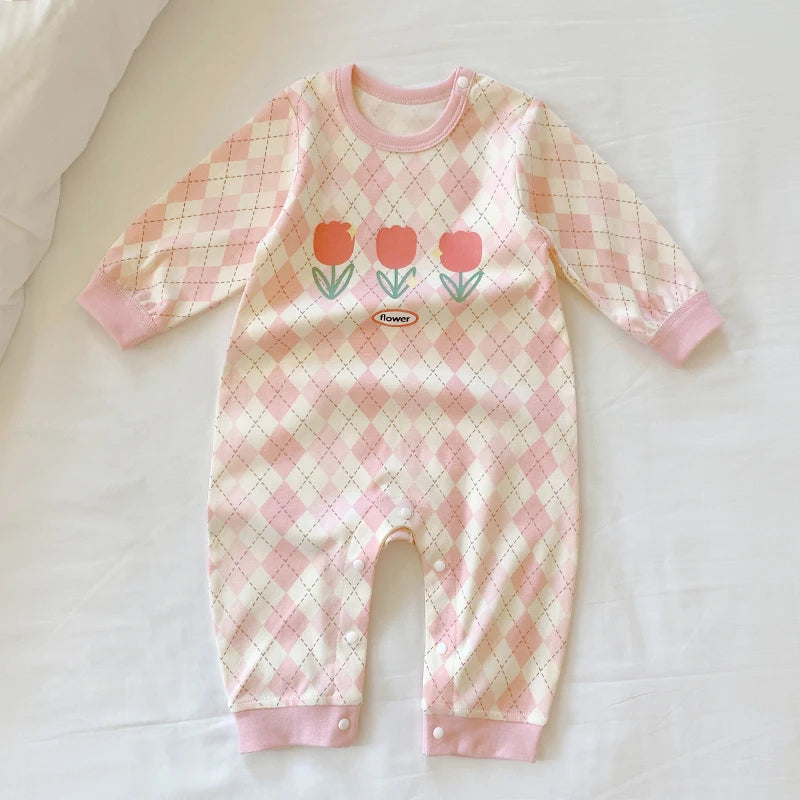 Baby Long Sleeve Boy Girl Cotton Bear Jumpsuit Newborn Crawling Pajamas Romper Autumn 0-18 Months Baby Onesie Costume Bodysuits