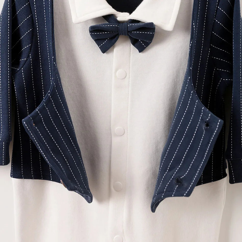 Newborn Formal Suit Baby Boy Clothes Bow Tie Tuxedo Jumpsuit