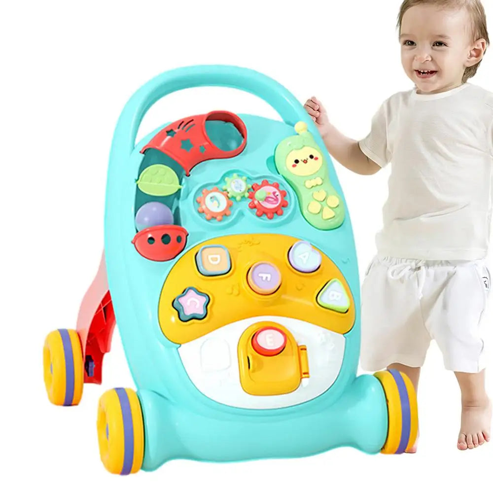 Multi-function Baby Walker With Wheel Cartoon Musical Toy Push Walking Leaning Supplies For Toddler Activities Toy Gifts