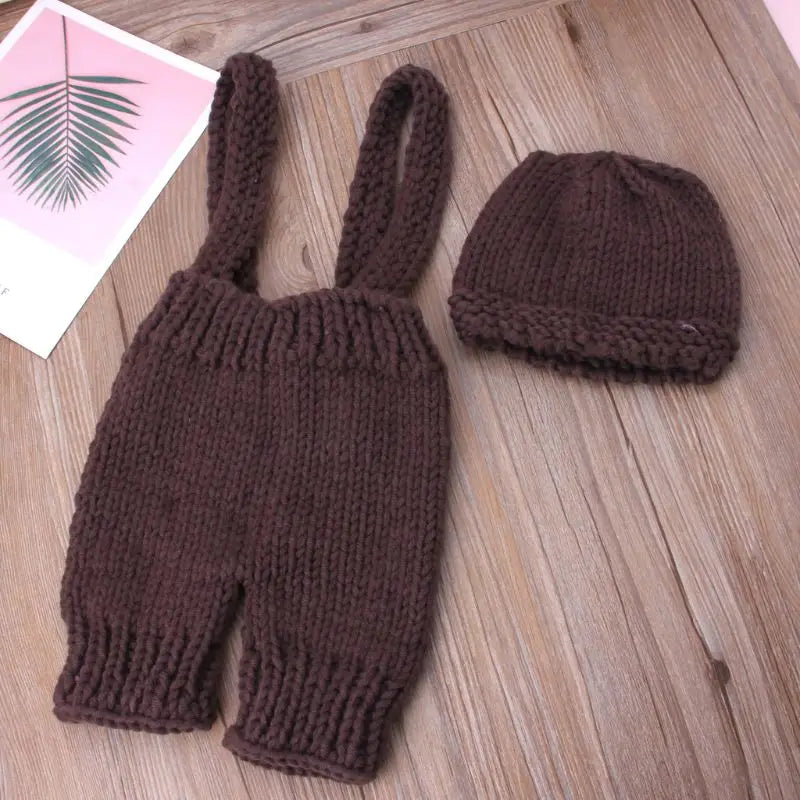 Newborn Photography Outfits Baby Knitted Overalls Hat Crochet Costume for Photo Shooting Baby Photography Props Accessories
