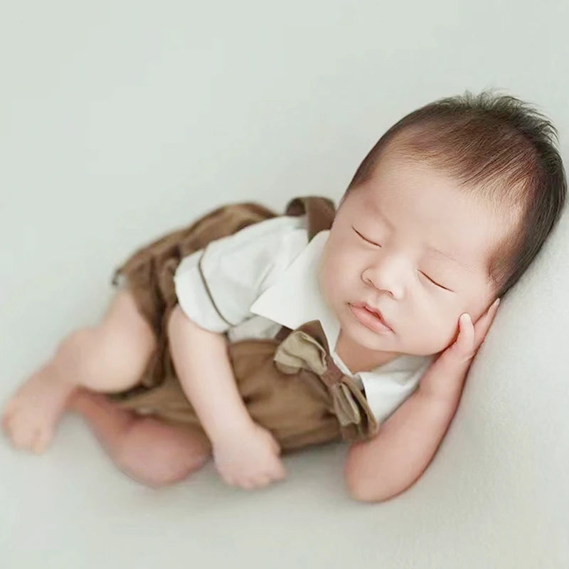 Short Sleeve Baby Romper with Hat Newborn Props Photography Newborn Boy Clothes Cotton Baby Boy Costume Photo Shoot Accessories