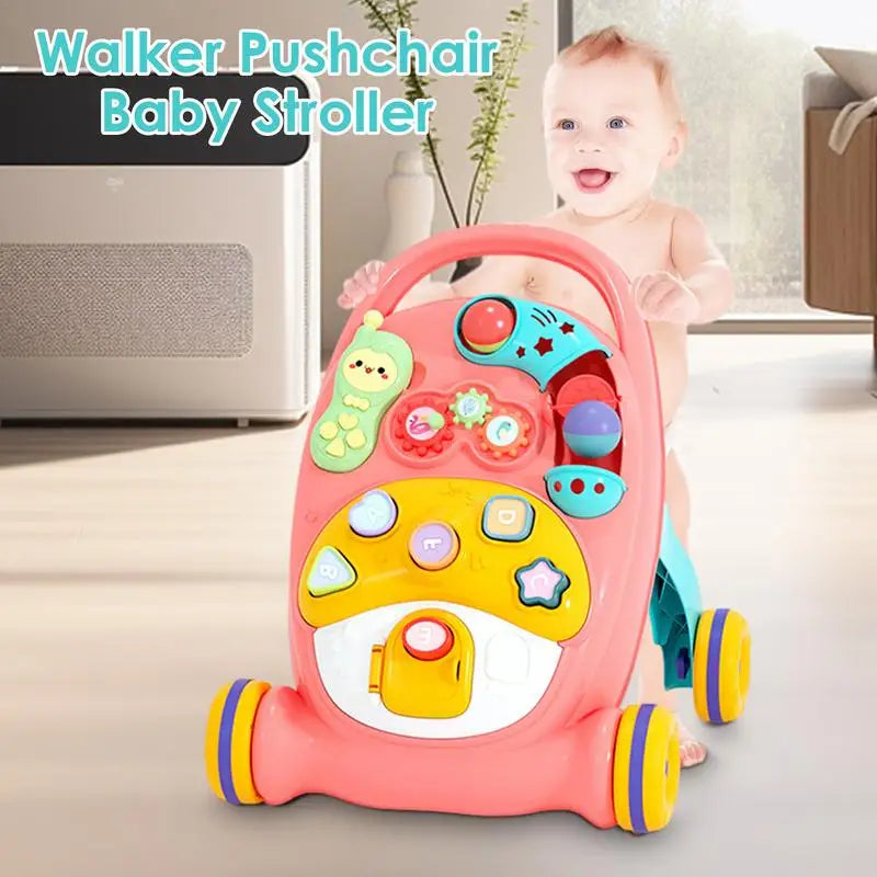 Multi-function Baby Walker With Wheel Cartoon Musical Toy Push Walking Leaning Supplies For Toddler Activities Toy Gifts