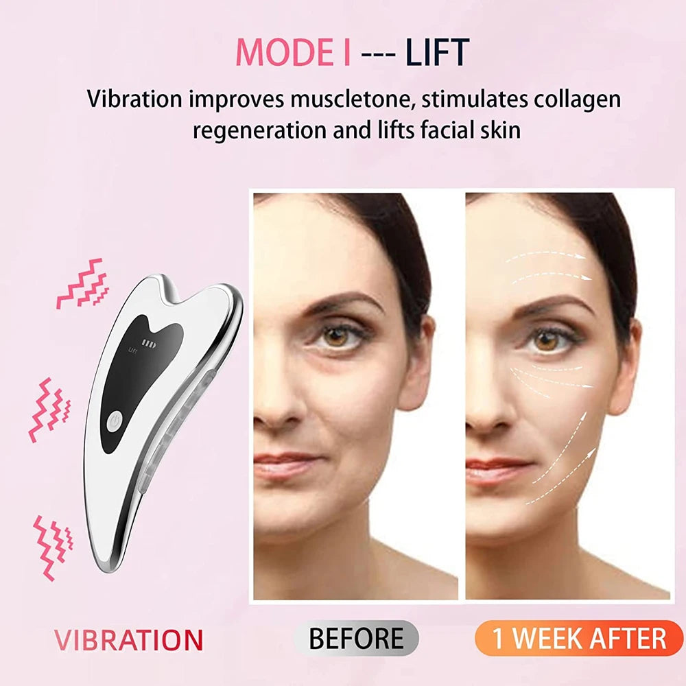 Electric Microcurrent Gua Sha Board Massager Heated Red Blue LED Photon Therapy Scraping Massage Tool Anti-Aging Skin Care Tools