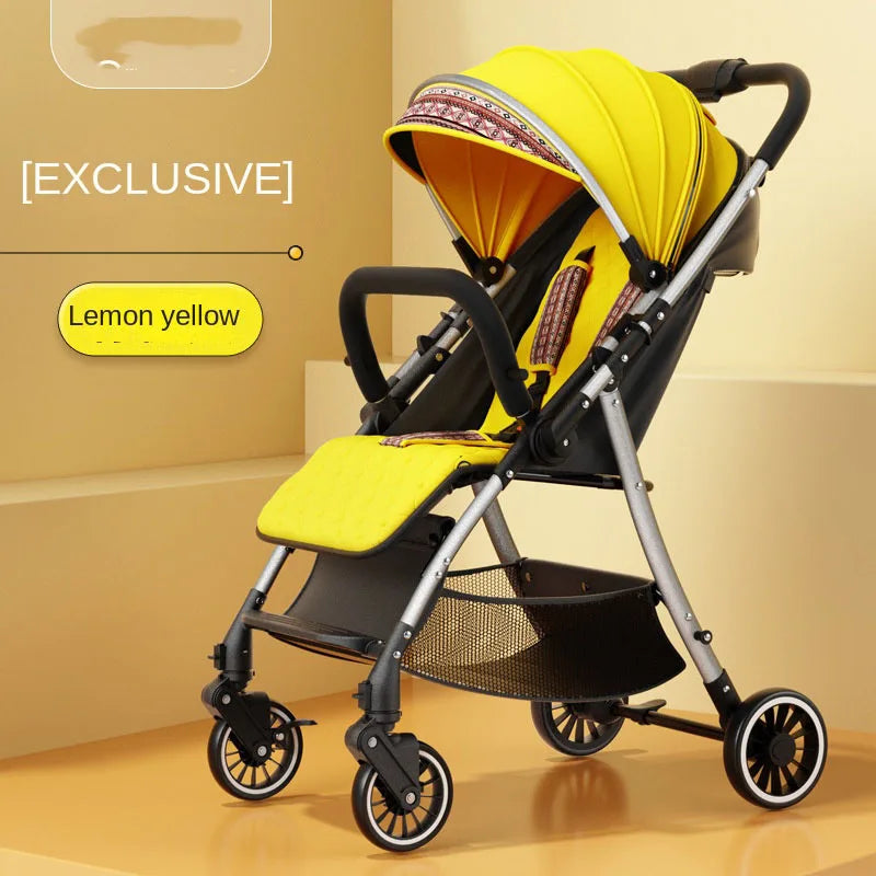 Baby Stroller 3-in-1 Fashion Four Seasons Universal Four Wheel Shock Absorber Umbrella Bi-directional Folding Baby Stroller