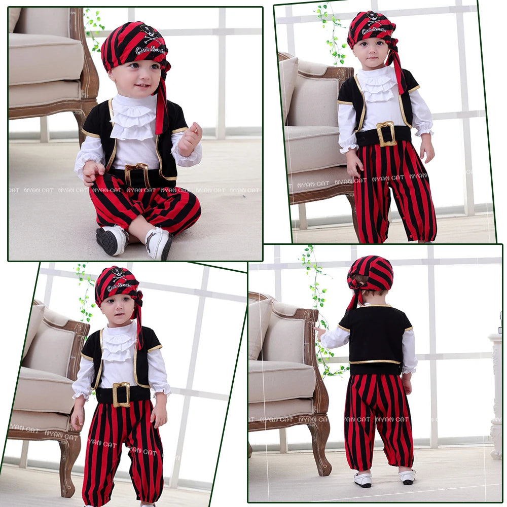 Baby Boys Captain Pirate Costume Infant Toddler Romper Jumpsuit