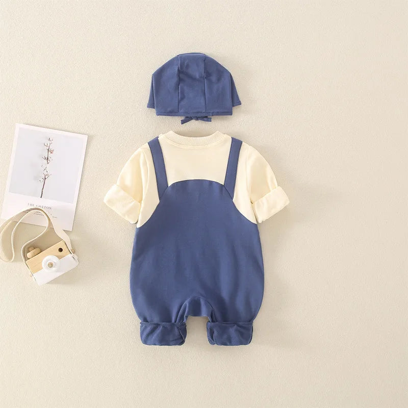 Baby Rompers for Boys Girls Cotton Long Sleeves Jumpsuits with Hat Korean Cute Bear Long Sleeves Baby Clothes Ropa Bebe Niña 옷